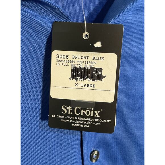 St. Croix Collection Bright Blue Long Sleeve Full Button Shirt Men’s XL NWT - Picture 6 of 10